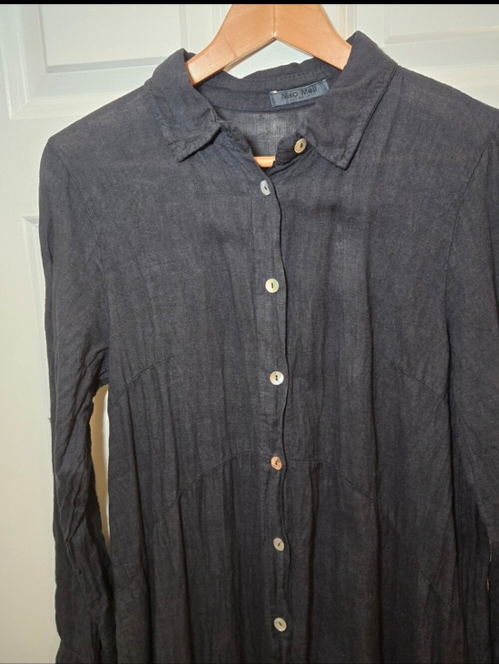 Black Button-Front Linen Midi Dress Made in Italy Coastal 100% Linen